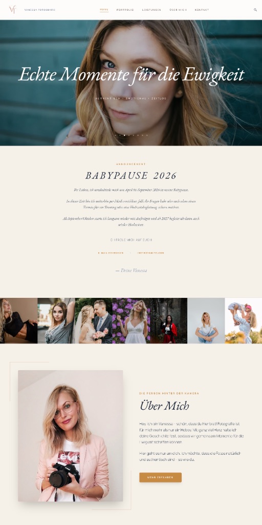 Vanessa Fotografie — premium photography website redesign