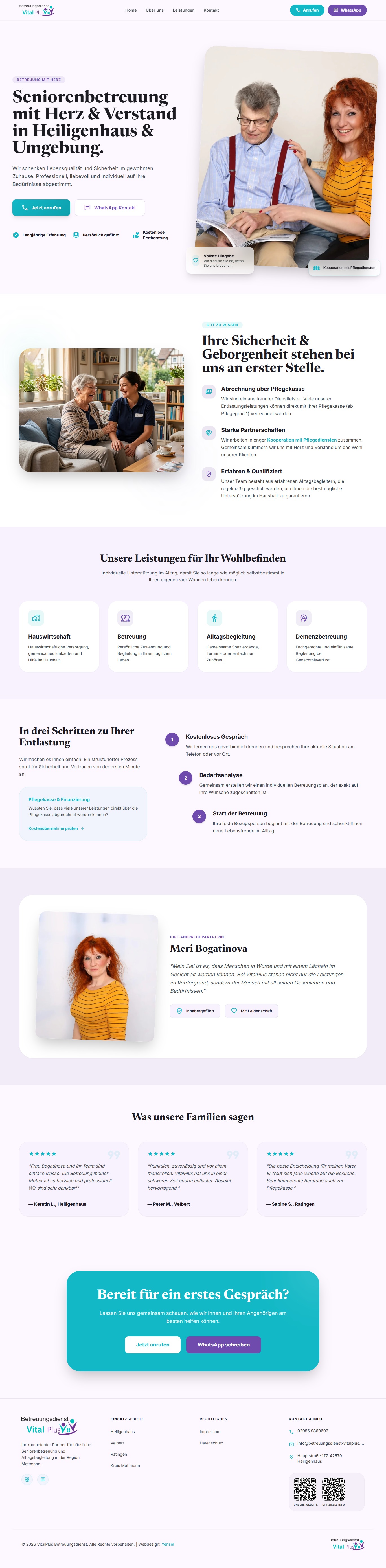 VitalPlus — senior care website redesign